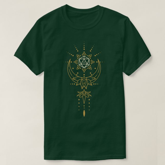 Helig Geometry Lotus Polyhedral D20 Dice T Shirt (Design framsida)
