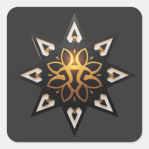🌟 Helig Geometry Mandala - Timless Golden Star Fyrkantigt Klistermärke