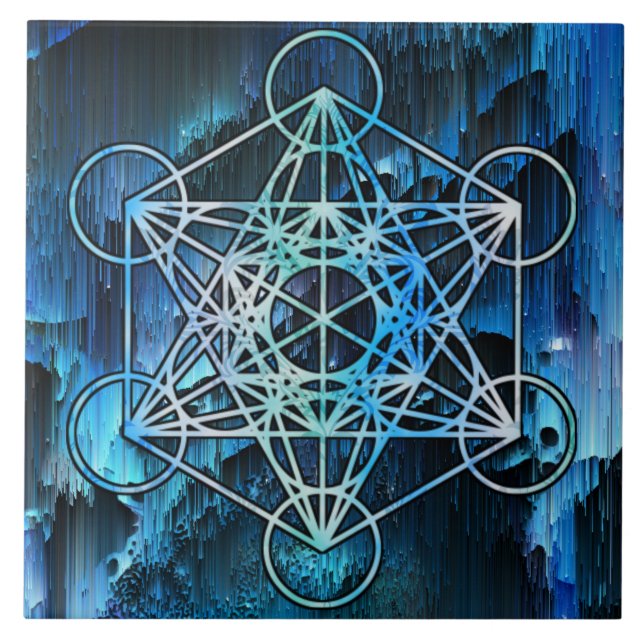 Helig Geometry Metatron Merkabah Cube Altar Tile Kakelplatta (Framsidan)