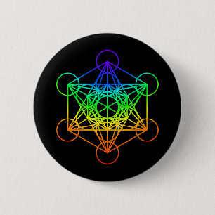 Helig Geometry Metatron's Cube in raibow färg Knapp