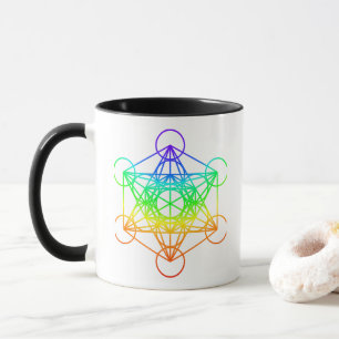 Helig Geometry Metatron's Cube in raibow färg Mugg