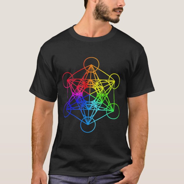 Helig Geometry Metatrons Cube Zen Yoga T Shirt (Framsida)