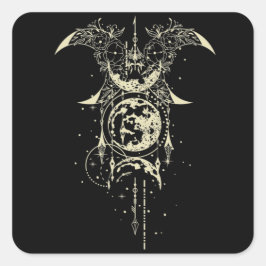 Helig Geometry Mystical Måne Fyrkantigt Klistermärke