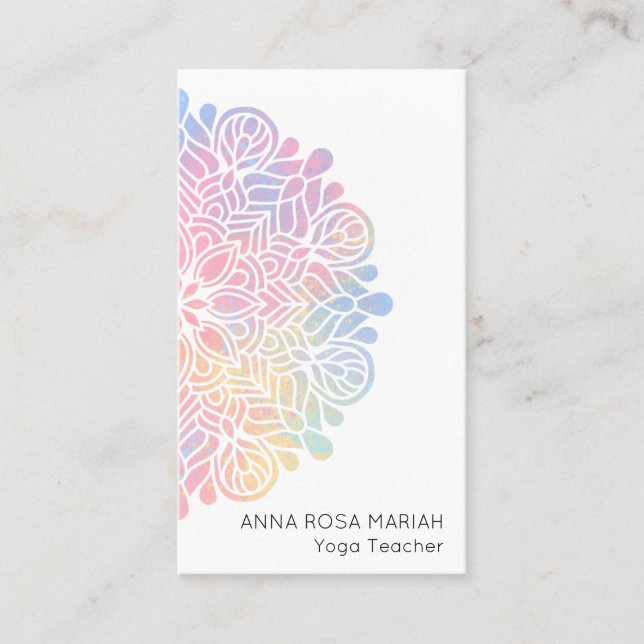 *~* Helig Geometry Pastel Rainbow Mandala Visitkort (Framsida)