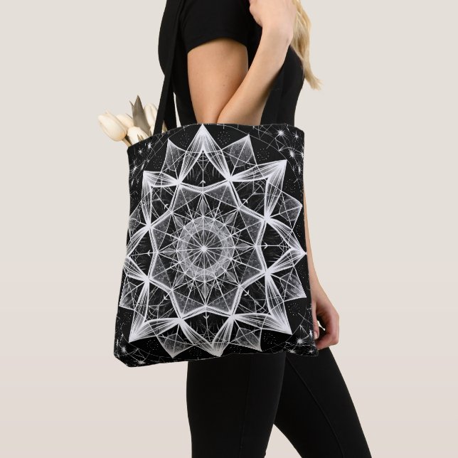 Helig Geometry Patterned Tote Bag Tygkasse (Närbild)