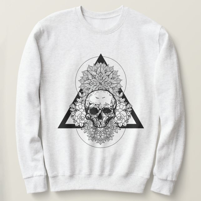 Helig Geometry Skull Lång Ärmad Tröja (Design framsida)