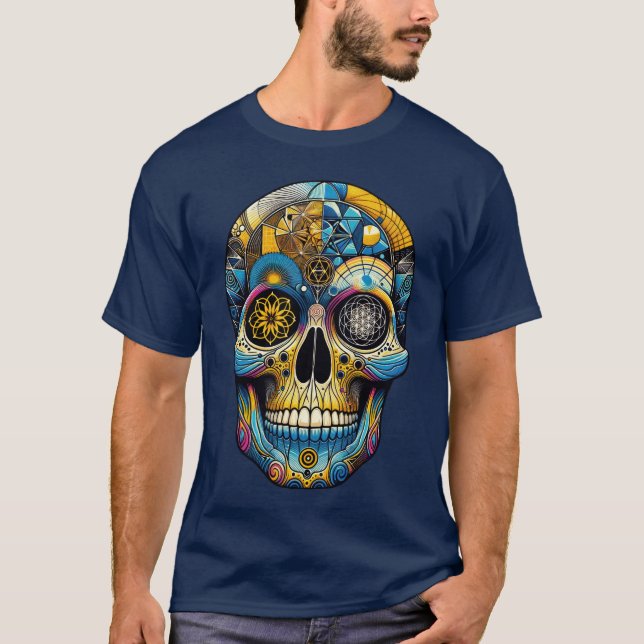 Helig Geometry Skull T Shirt (Framsida)