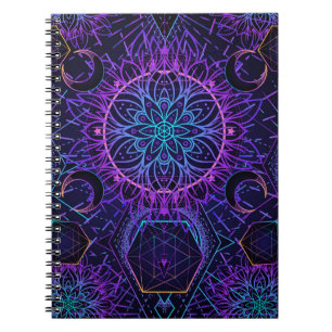 Helig Geometry sömlös mönster. Hindu-symboler för Anteckningsbok