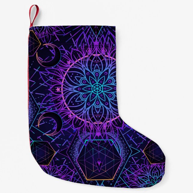 Helig Geometry sömlös mönster. Hindu-symboler för Liten Julstrumpa (Framsidan)