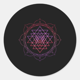 Helig Geometry Sri Yantra Yoga Lotus Dala Psy Goa Runt Klistermärke