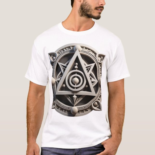 Helig Geometry Stone Mandala T Shirt (Framsida)