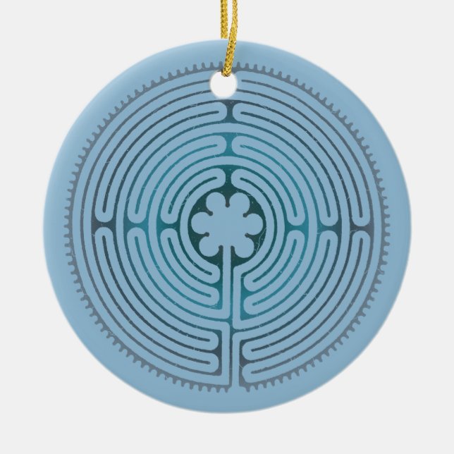 Helig Geometry Symbol - Chartres Labyrinth 1 Julgransprydnad Keramik (Framsidan)