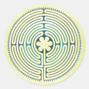 Helig Geometry Symbol - Chartres Labyrinth 1 Runt Klistermärke