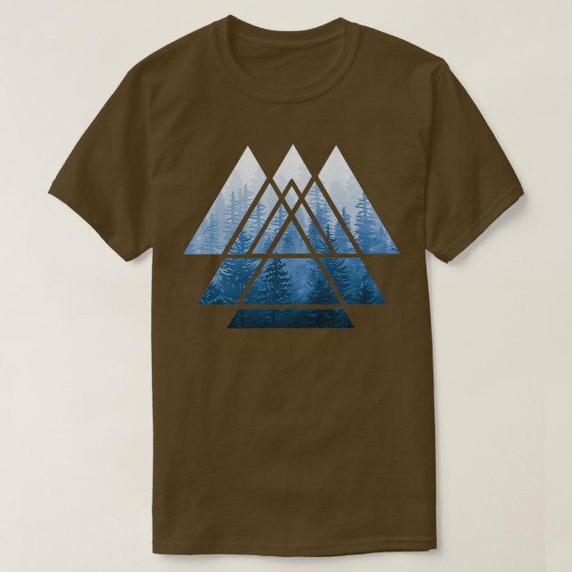 Helig Geometry Triangles Misty Forest Blues 1 T Shirt (Design framsida)