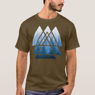 Helig Geometry Triangles Misty Forest Blues 1 T Shirt