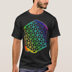 Helig Geometryblomma på livets kuber Mandala Patte T Shirt