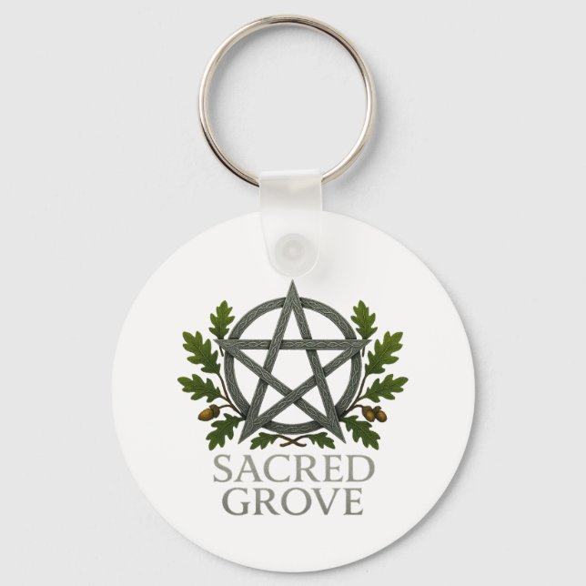 Helig Grove Pentagram Wiccan Nyckelring (Framsida)