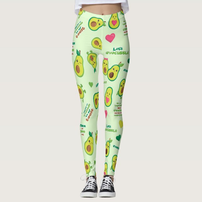 Helig Guacamole: Avocadobeundrade Leggings (Framsida)