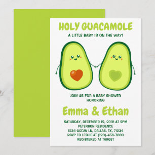 Helig Guacamole Avokado Baby Shower Inbjudan