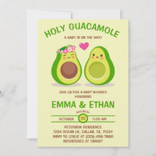 Helig Guacamole Avokado Baby Shower Inbjudan
