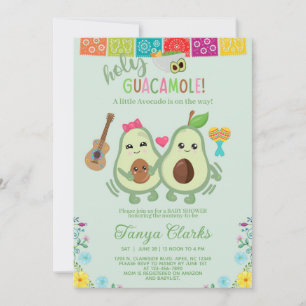 Helig guacamole avokado baby shower inbjudan. inbjudningar
