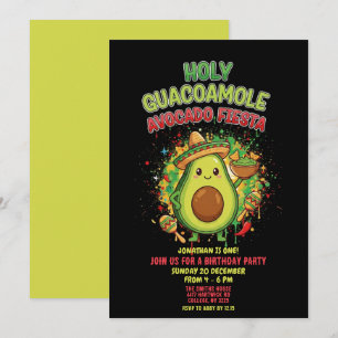 Helig Guacamole Avokado Fiesta Barnkalas Inbjudningar