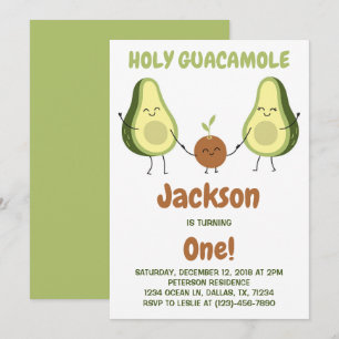 Helig Guacamole Avokado Födelsedagsfest Inbjudningar