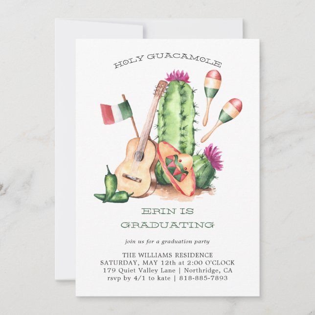 Helig Guacamole Fiesta Examen Invitation (Framsida)