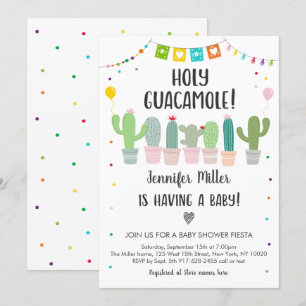 Helig Guacamole Fiesta Kaktus Baby Shower Inbjudningar