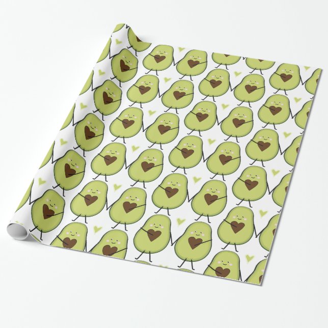 Helig Guacamole Hjärt Avokado Bebis Shower Tvillin Presentpapper (Utrullad)