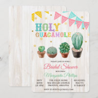 Helig Guacamole Kaktus Bröllopsdusch Inbjudan