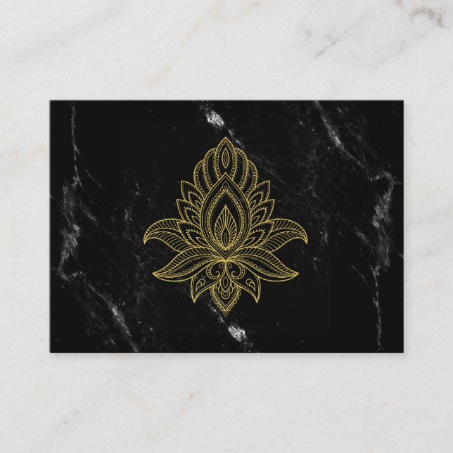 ~ Helig Guld Hamsa Abstrakt White Black Marble Visitkort (Framsida)