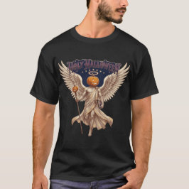 Helig Halloween Ängel Pumpa Gotisk Vintage Illustr T Shirt