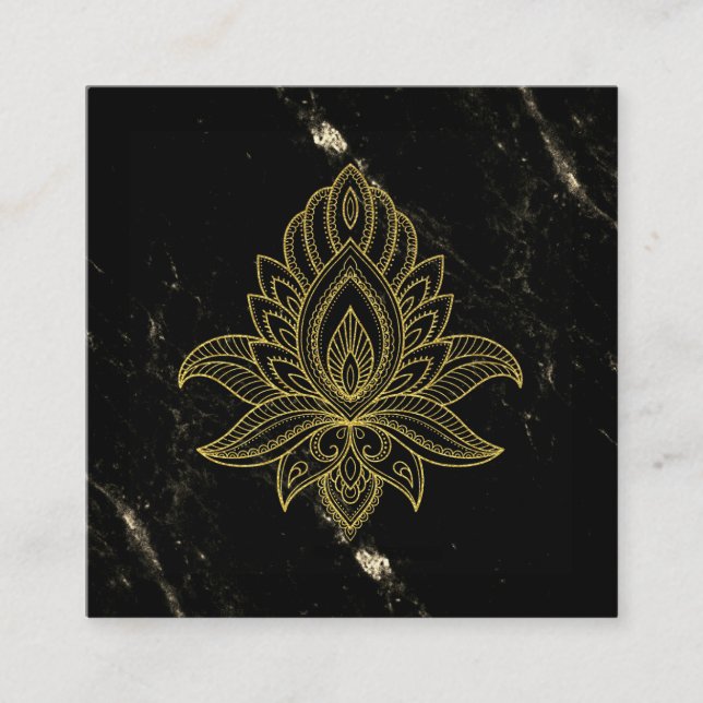 ~ Helig Hamsa Guld Abstrakt Black Marble Fyrkantigt Visitkort (Framsida)