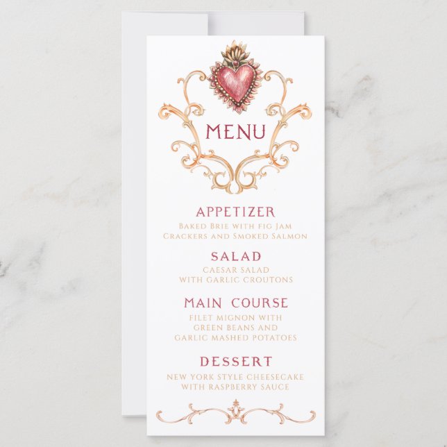 Helig Heart Baroque Dinner Menu (Framsida)