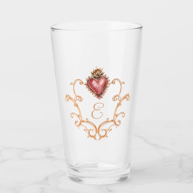 Helig Heart Baroque Monogram Glaskopp (Framsida)