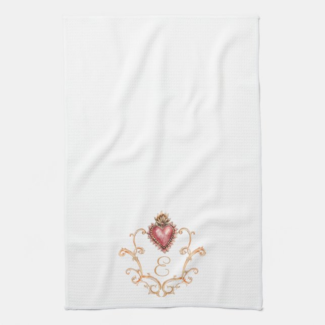 Helig Heart Baroque Monogram Kökshandduk (Vertikal)