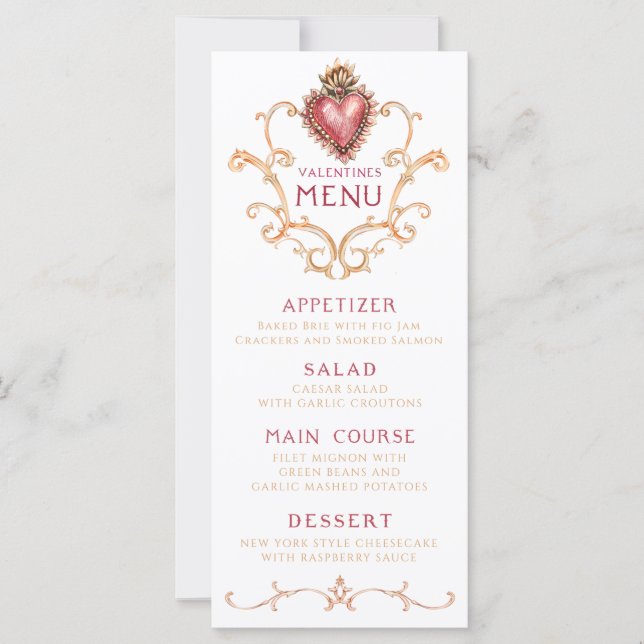 Helig Heart Baroque Valentine's Dinner Menu (Framsida)