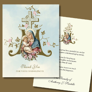 Helig Heart & Crucifix Blommigt Funeral Tack Kort