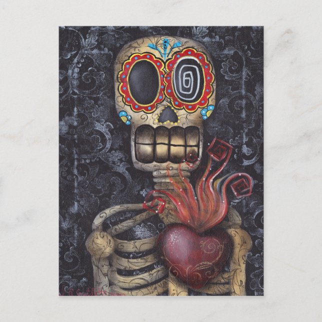 Helig Heart Day of the dead Vykort (Framsida)