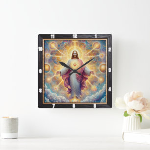 Helig Heart Divine Light Fyrkantig Klocka