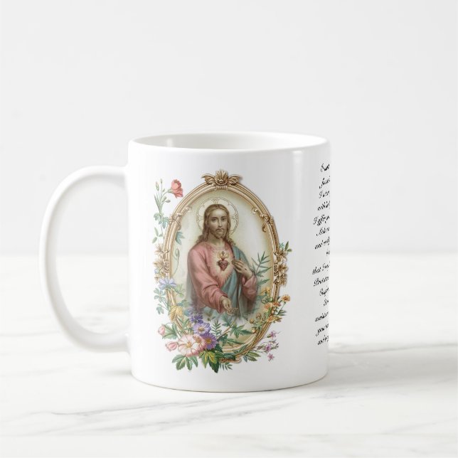 Helig Heart från Jesus Blommigt Religiösa Prayer Kaffemugg (Vänster)