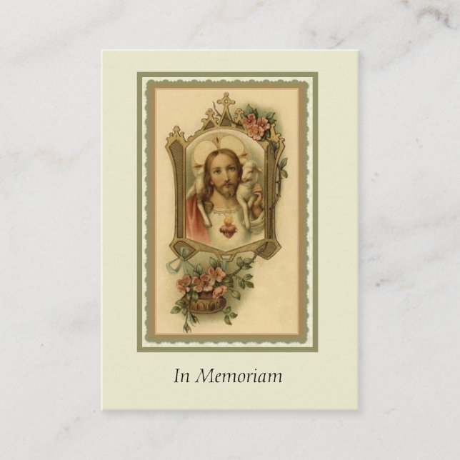 Helig Heart i Memoriam - katolsk begravningsbön Visitkort (Framsida)