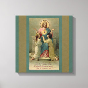 Helig Heart Jesus barn som knackar på sin föda Canvastryck