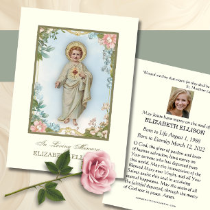 Helig Heart Jesus-Blommigtens begravningskort för Visitkort