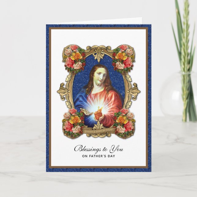 Helig Heart Jesus Fars dag katolska Religiösan Kort (Framsida)