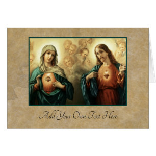 Helig Heart Jesus Immaculate Mary Änglar Hälsningskort