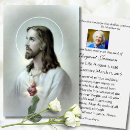 Helig Heart Jesus katolska begravningskort Visitkort