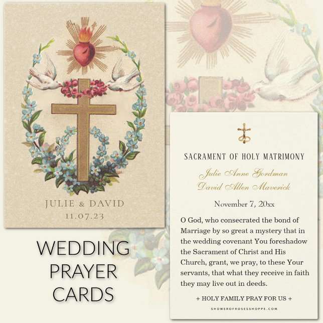 Helig Heart Jesus katolska Bröllop Prayer Card Visitkort (FEATURING A BEAUTIFUL TRADITIONAL CATHOLIC WEDDING PRAYER CARD)