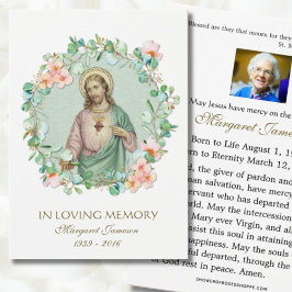 Helig Heart Jesus katolska Heligan Funeral Memoria Visitkort